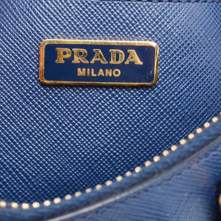 Pre Owned Prada Blue Saffiano Leather Mini Promenade Satchel