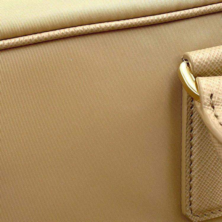Pre Owned Prada Beige Saffiano Leather Re-Edition 1978 Medium Double Handle Bag