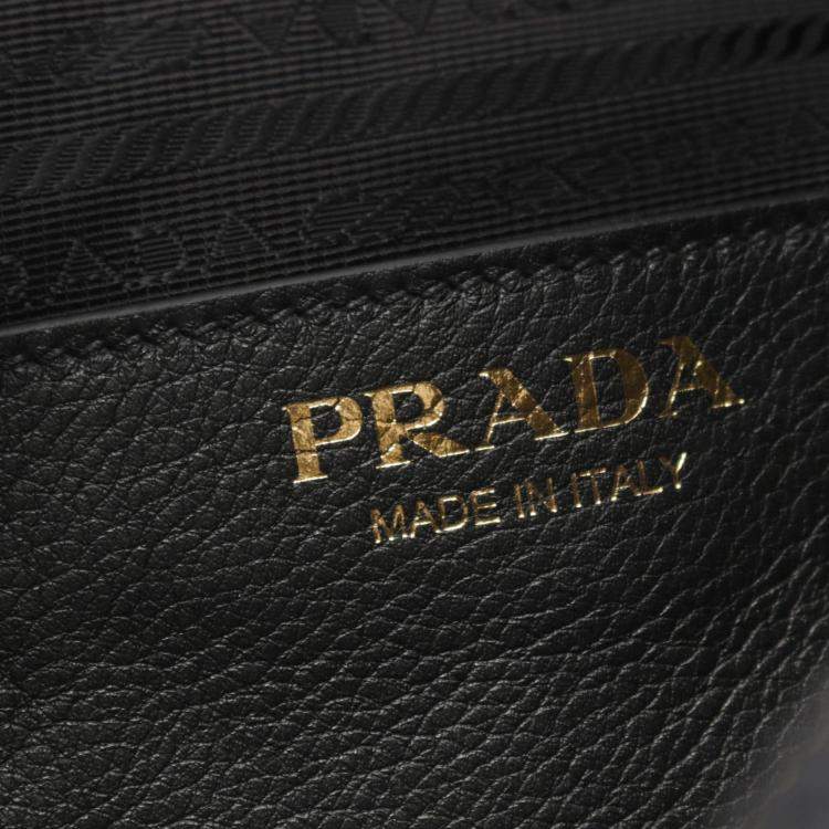 Pre Owned Prada Black Leather Soft Grain Hobo Bag