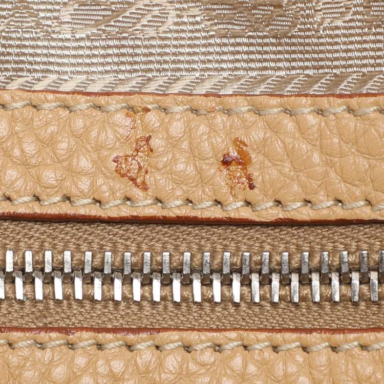 Pre Owned Prada Beige Vitello Daino Leather Rope Handle Bauletto Bowler Bag