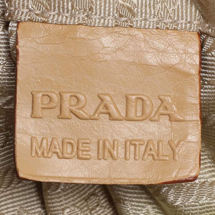 Pre Owned Prada Beige Vitello Daino Leather Rope Handle Bauletto Bowler Bag