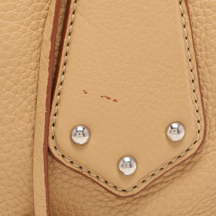 Pre Owned Prada Beige Vitello Daino Leather Rope Handle Bauletto Bowler Bag
