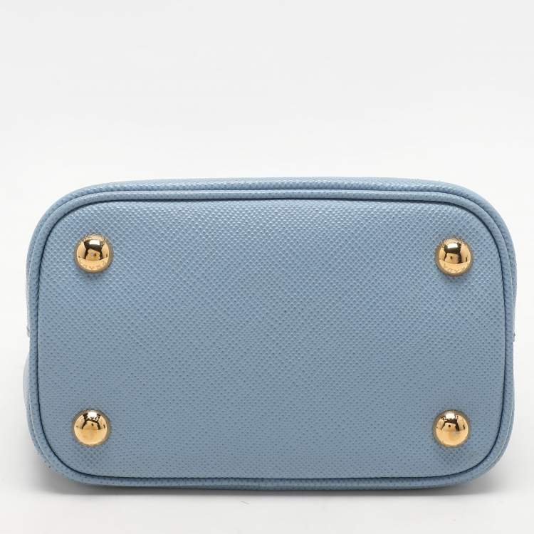 Pre Owned Prada Blue Leather Small Panier Top Handle Bag