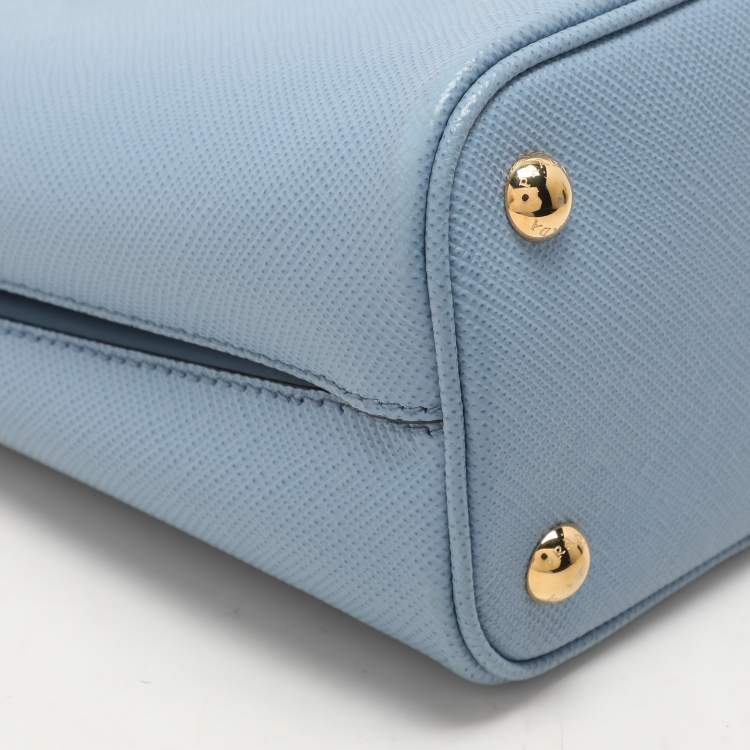 Pre Owned Prada Blue Leather Small Panier Top Handle Bag