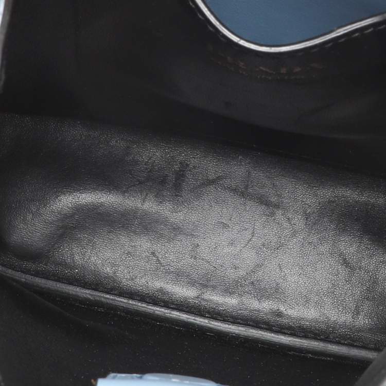 Pre Owned Prada Blue Leather Small Panier Top Handle Bag