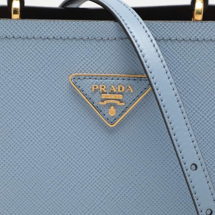 Pre Owned Prada Blue Leather Small Panier Top Handle Bag
