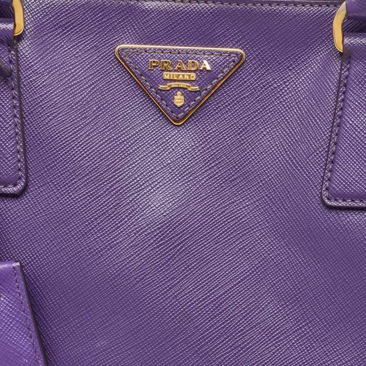 Pre Owned Prada Purple Saffiano Leather Medium Galleria Tote