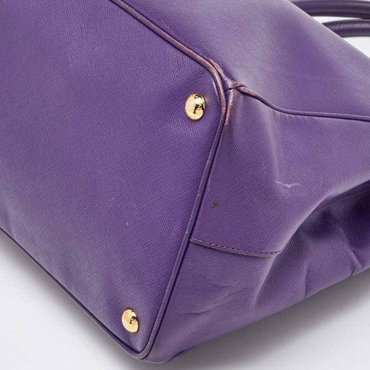 Pre Owned Prada Purple Saffiano Leather Medium Galleria Tote