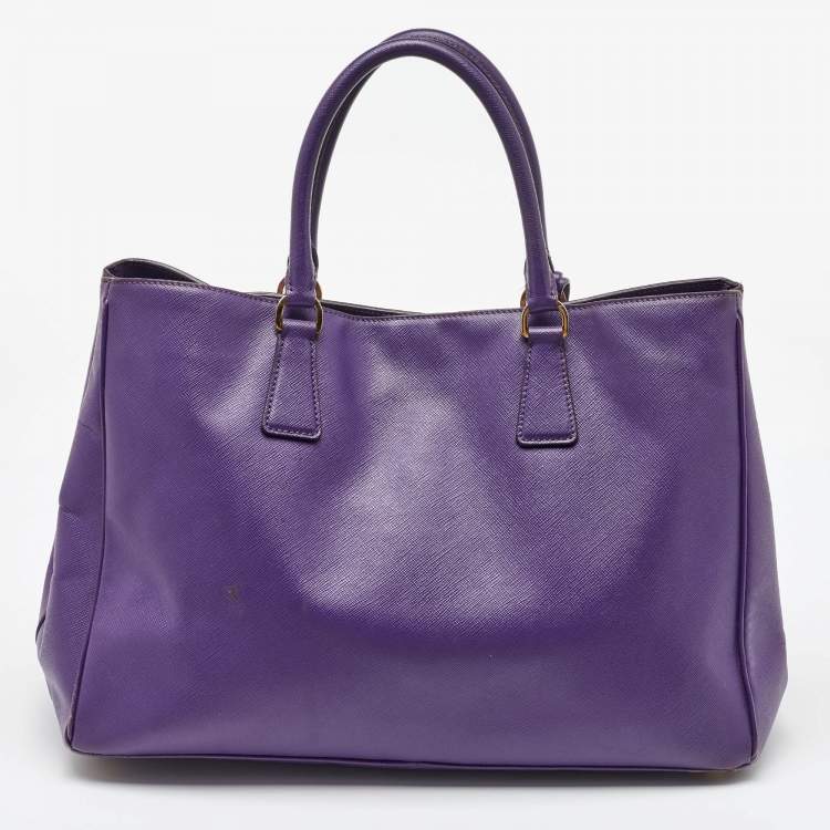 Pre Owned Prada Purple Saffiano Leather Medium Galleria Tote