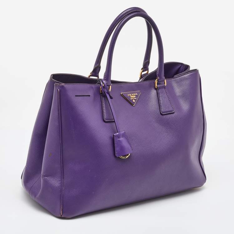 Pre Owned Prada Purple Saffiano Leather Medium Galleria Tote