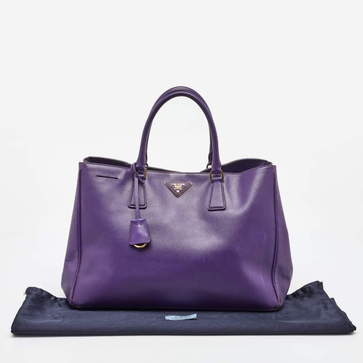 Pre Owned Prada Purple Saffiano Leather Medium Galleria Tote