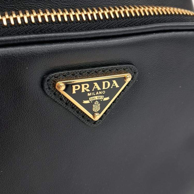 Pre Owned Prada Black Leather Bucket Tote Bag