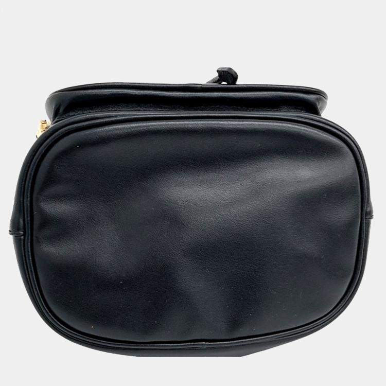 Pre Owned Prada Black Leather Bucket Tote Bag