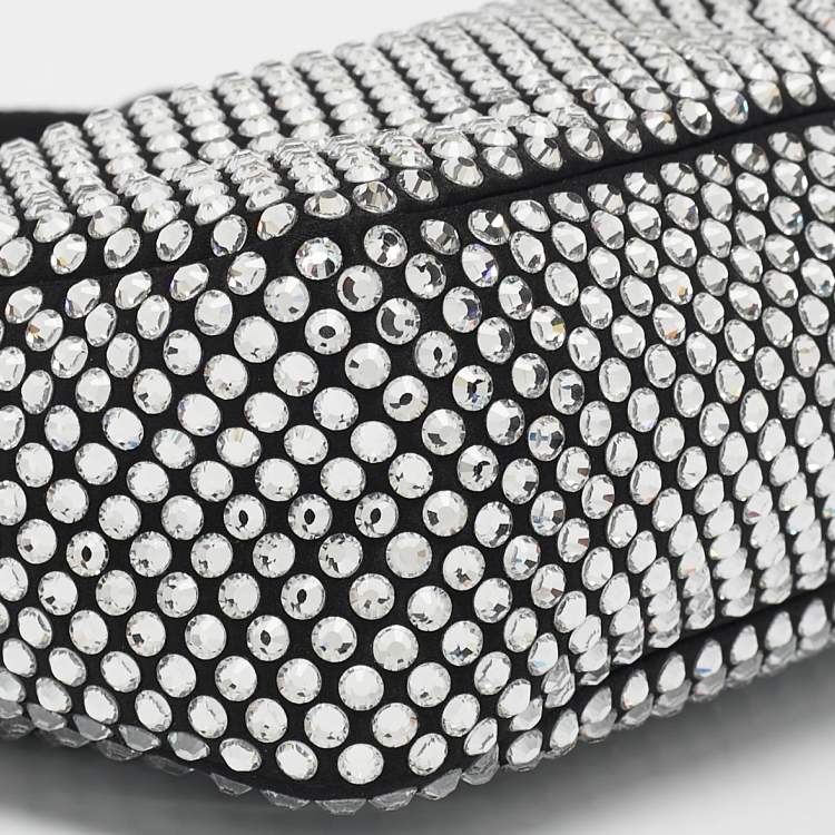 Pre Owned Prada Black Satin and Crystals Re-Edition 2000 Bag