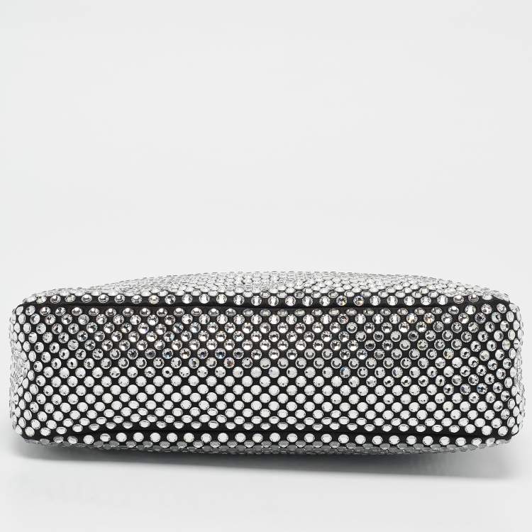 Pre Owned Prada Black Satin and Crystals Re-Edition 2000 Bag