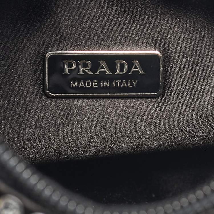 Pre Owned Prada Black Satin and Crystals Re-Edition 2000 Bag
