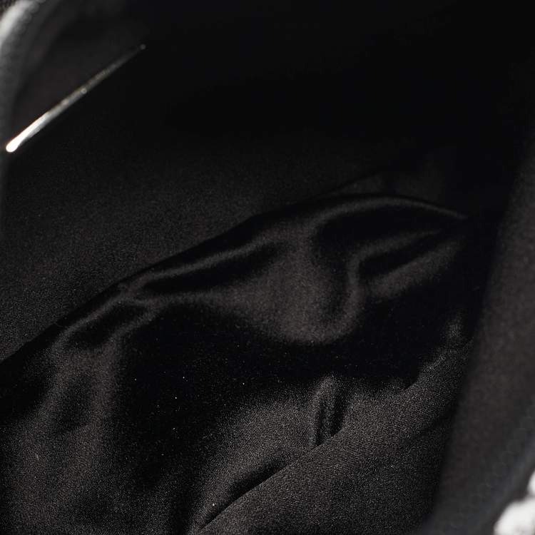 Pre Owned Prada Black Satin and Crystals Re-Edition 2000 Bag