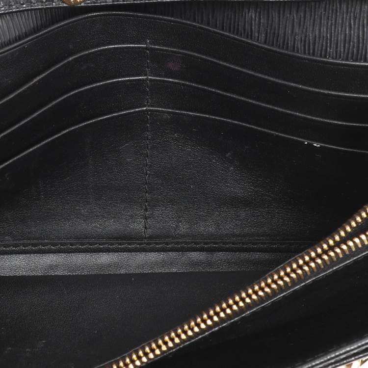 Pre Owned Prada Black Saffiano Move Leather Chain Wallet On Chain