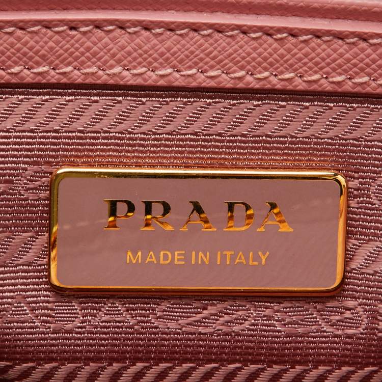 Pre Owned Prada Light Pink Leather Medium Galleria Double Zip Tote