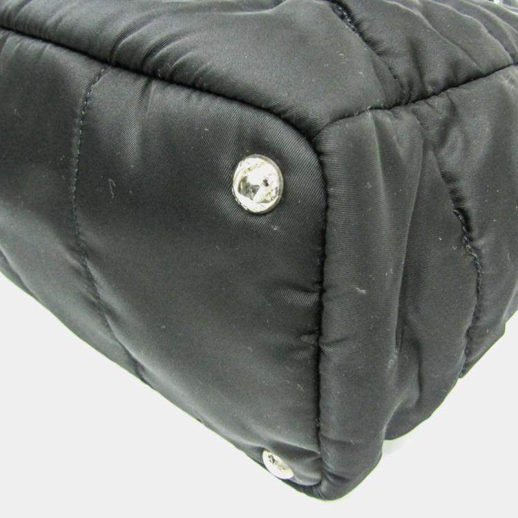 Pre Owned Prada Tessuto Black Nylon Bomber Tote Bag 