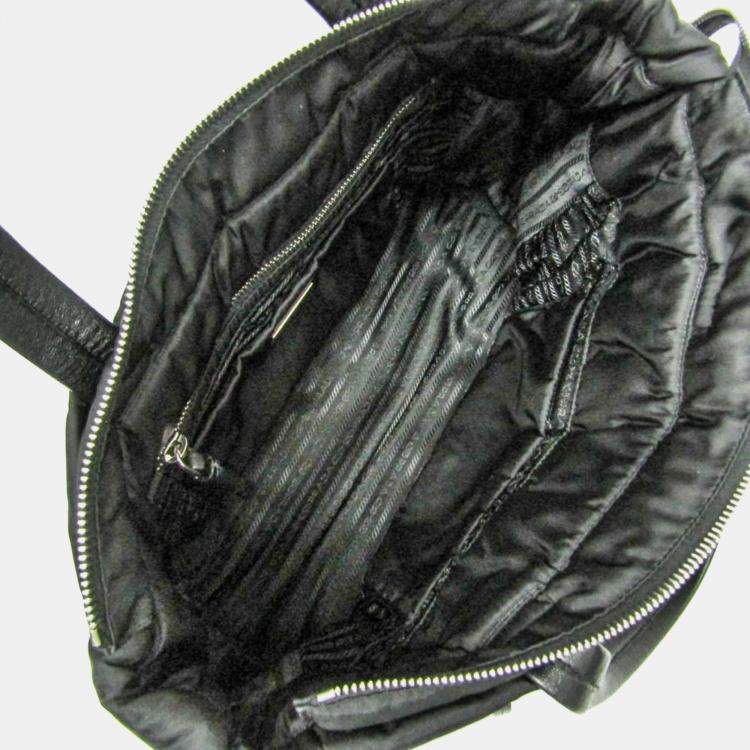 Pre Owned Prada Tessuto Black Nylon Bomber Tote Bag 