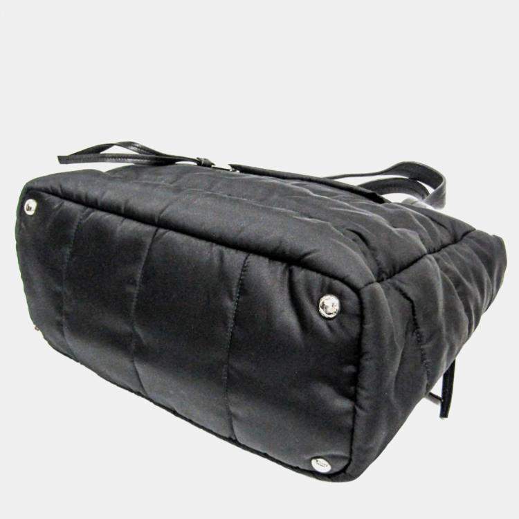 Pre Owned Prada Tessuto Black Nylon Bomber Tote Bag 