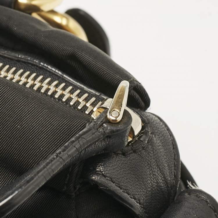 Pre Owned Prada Black Tessuto Nylon and Leather Satchel