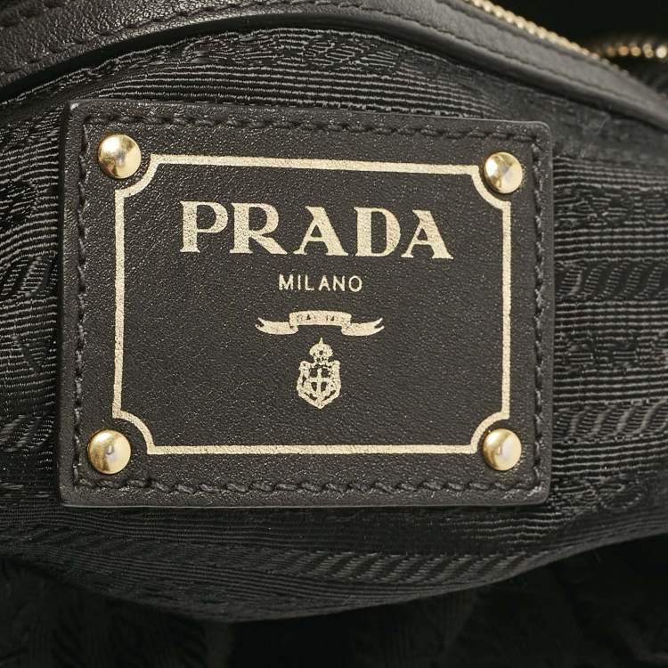Pre Owned Prada Black Tessuto Nylon and Leather Satchel