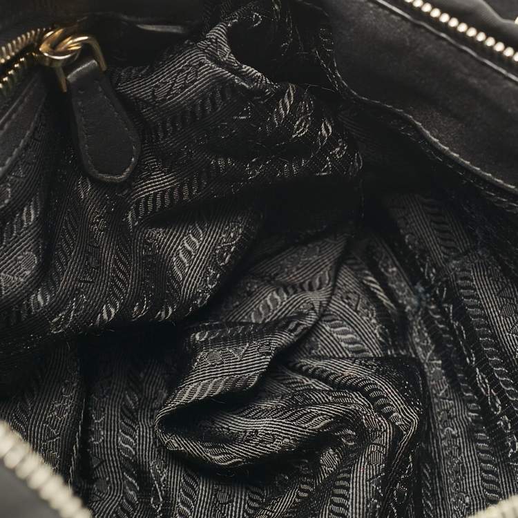 Pre Owned Prada Black Tessuto Nylon and Leather Satchel