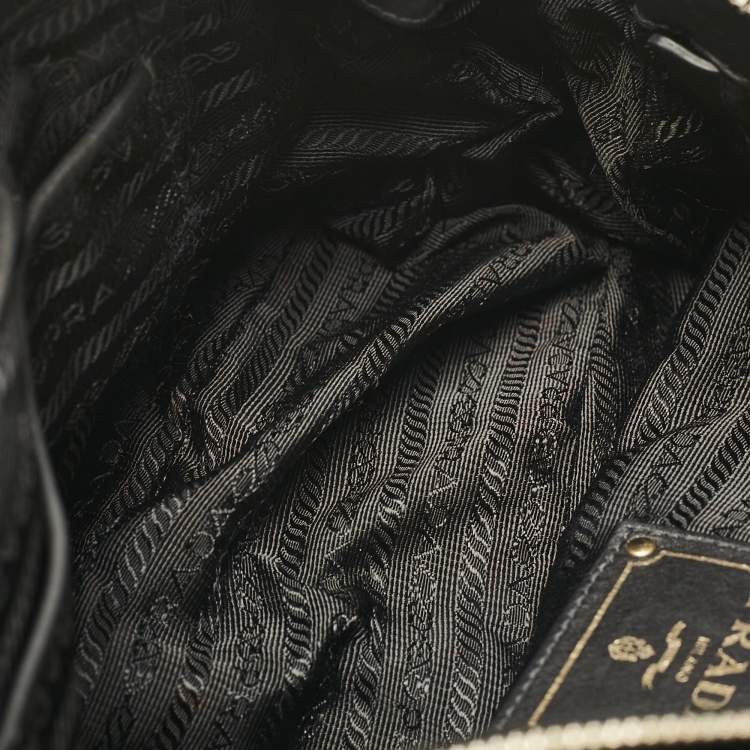 Pre Owned Prada Black Tessuto Nylon and Leather Satchel
