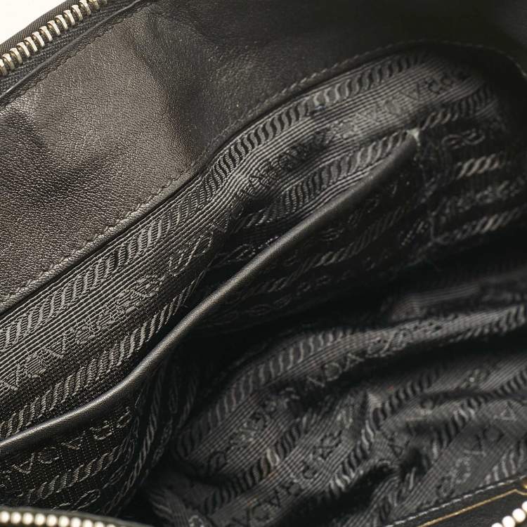 Pre Owned Prada Black Tessuto Nylon and Leather Satchel