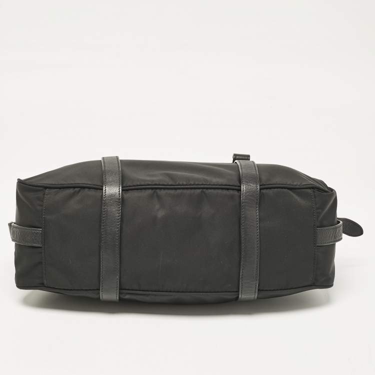 Pre Owned Prada Black Tessuto Nylon and Leather Satchel