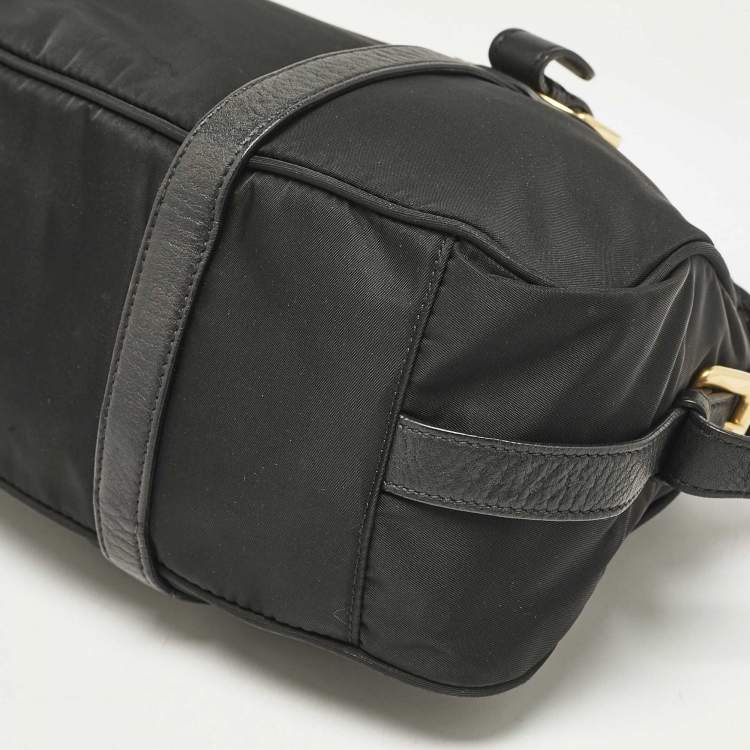 Pre Owned Prada Black Tessuto Nylon and Leather Satchel
