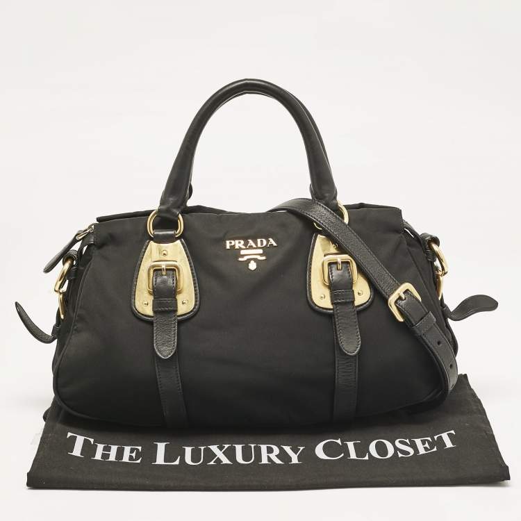 Pre Owned Prada Black Tessuto Nylon and Leather Satchel