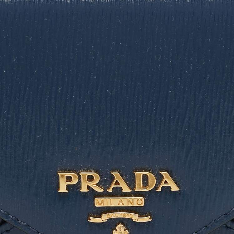 Pre Owned Prada Navy Blue Saffiano Move Leather Envelope Pouch