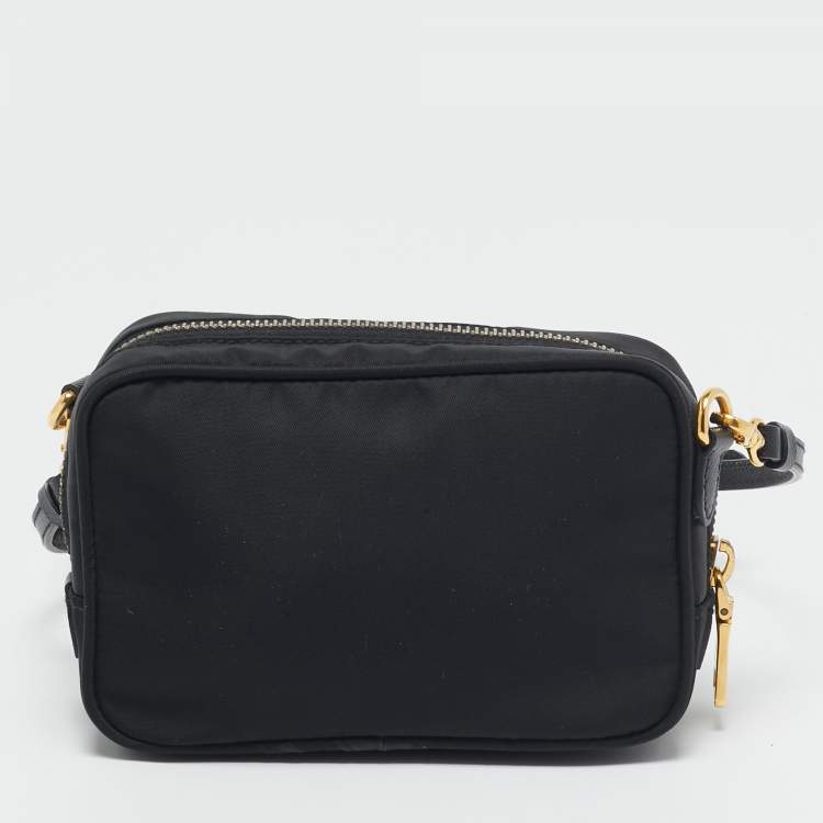 Pre Owned Prada Black Nylon and Saffiano Leather Crossbody Bag
