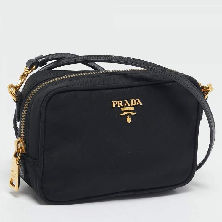 Pre Owned Prada Black Nylon and Saffiano Leather Crossbody Bag