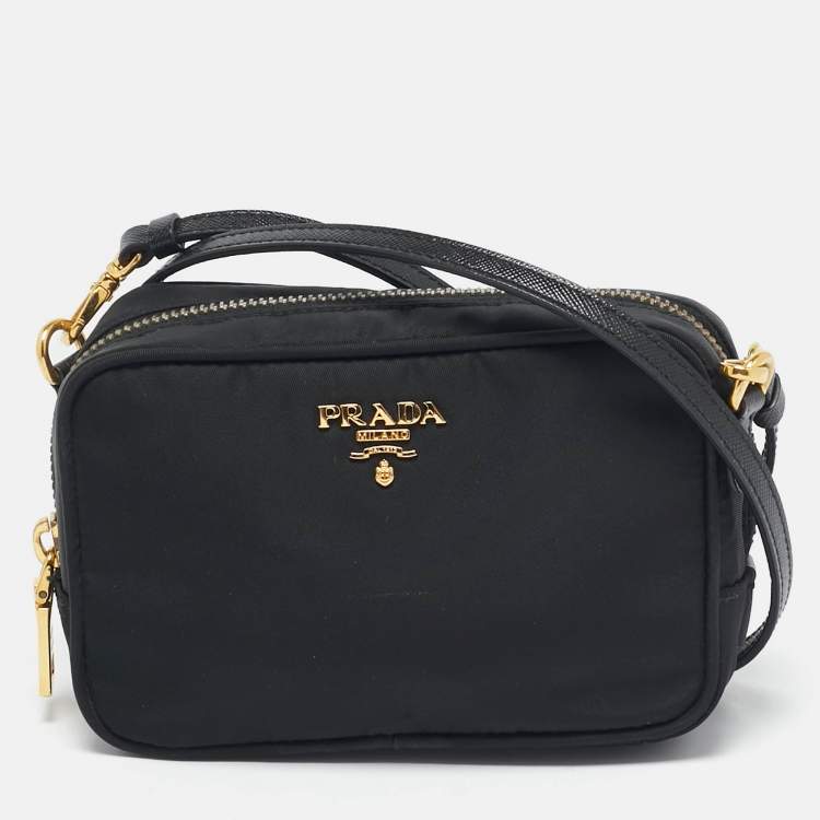 Pre Owned Prada Black Nylon and Saffiano Leather Crossbody Bag