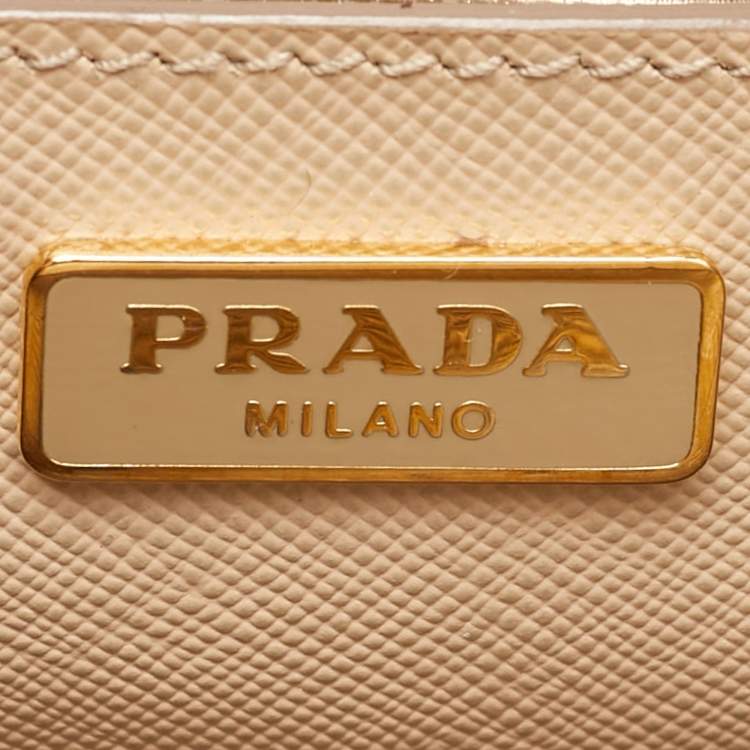 Pre Owned Prada Beige Saffiano Leather Micro Galleria Tote
