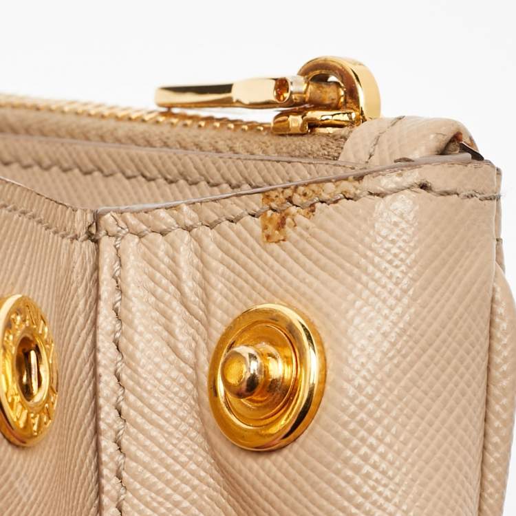 Pre Owned Prada Beige Saffiano Leather Micro Galleria Tote