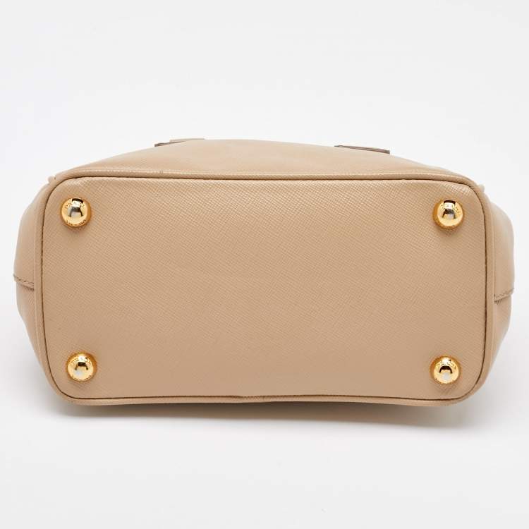 Pre Owned Prada Beige Saffiano Leather Micro Galleria Tote