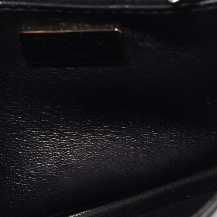 Pre Owned Prada Silver Saffiano Lux Leather Mini Flap Crossbody Bag
