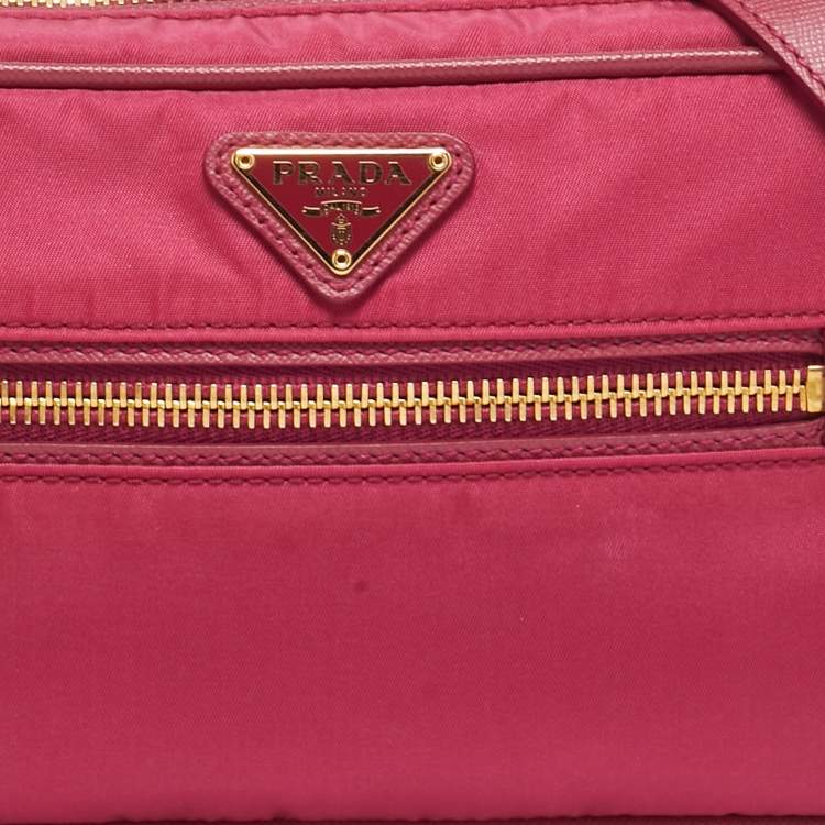 Pre Owned Prada Pink Nylon Front Pocket Crossbody Bag