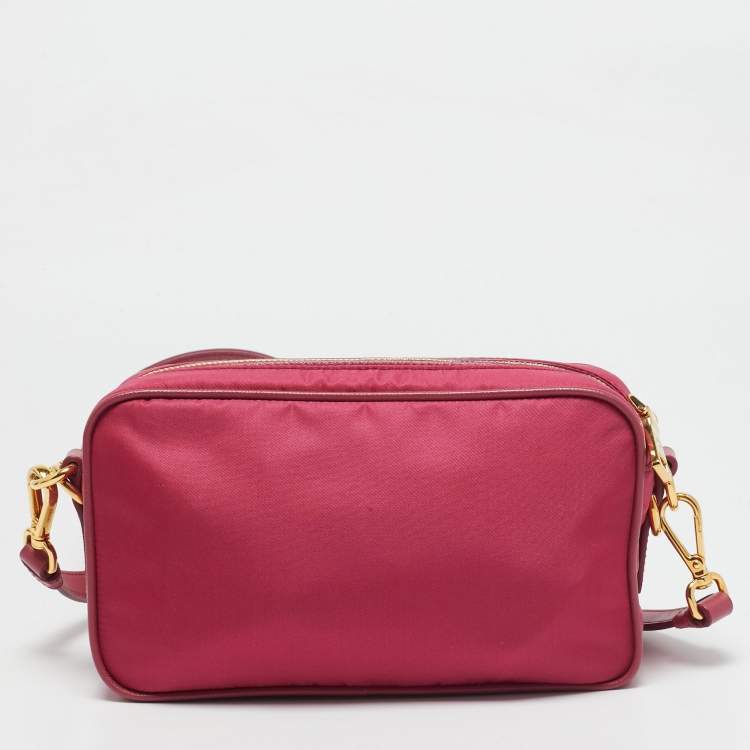 Pre Owned Prada Pink Nylon Front Pocket Crossbody Bag