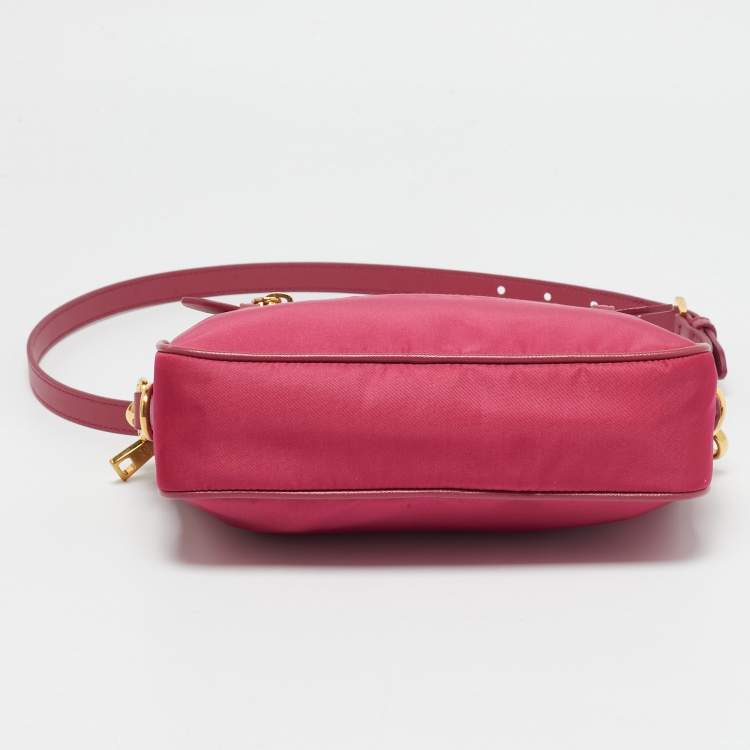 Pre Owned Prada Pink Nylon Front Pocket Crossbody Bag