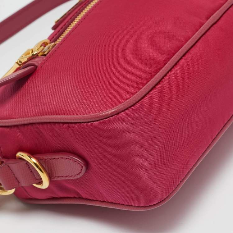 Pre Owned Prada Pink Nylon Front Pocket Crossbody Bag