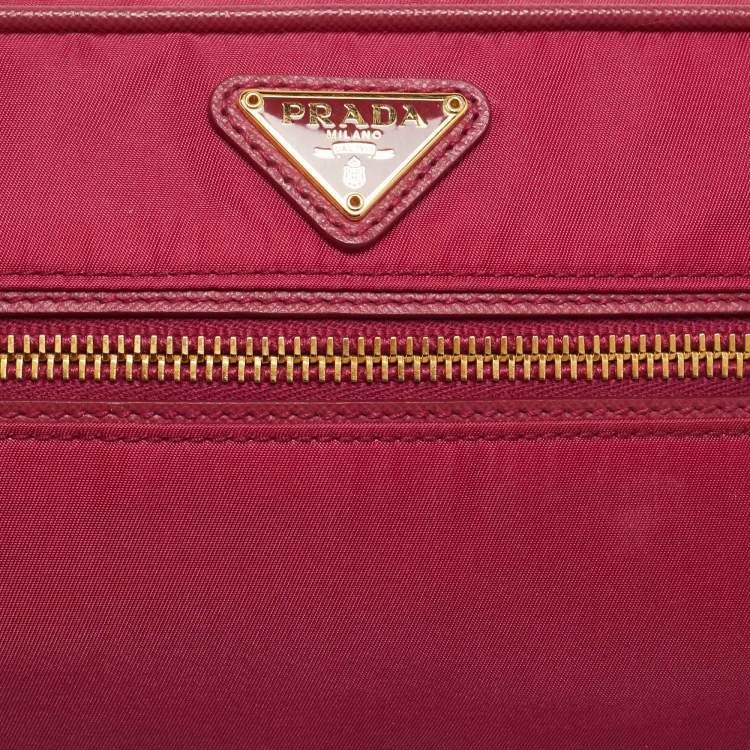 Pre Owned Prada Pink Nylon Front Pocket Crossbody Bag