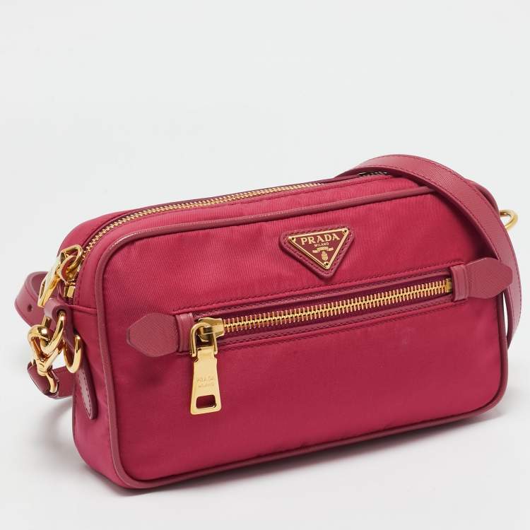 Pre Owned Prada Pink Nylon Front Pocket Crossbody Bag