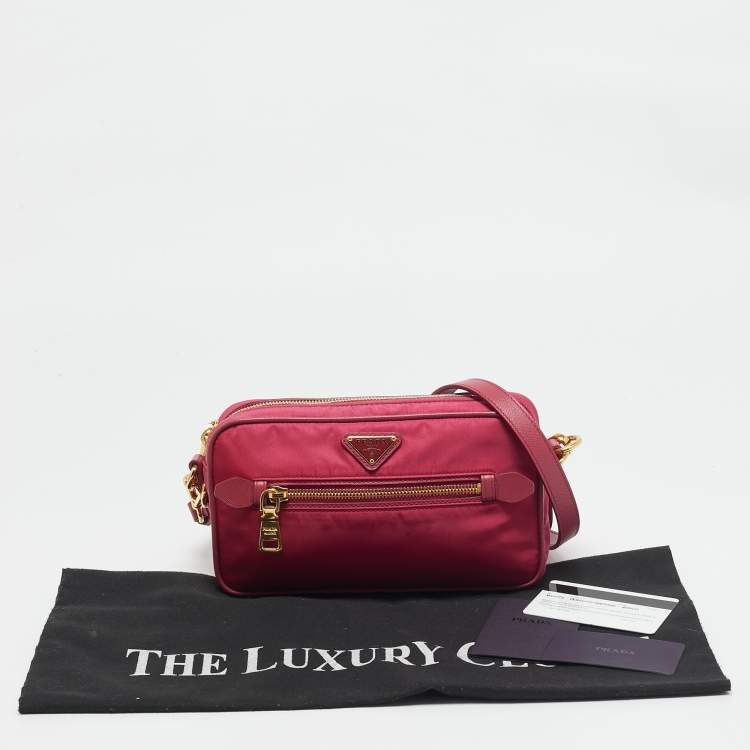 Pre Owned Prada Pink Nylon Front Pocket Crossbody Bag