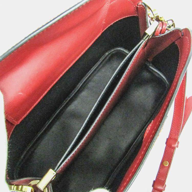 Pre Owned Prada Red Saffiano Leather Matinee Shoulder Bag